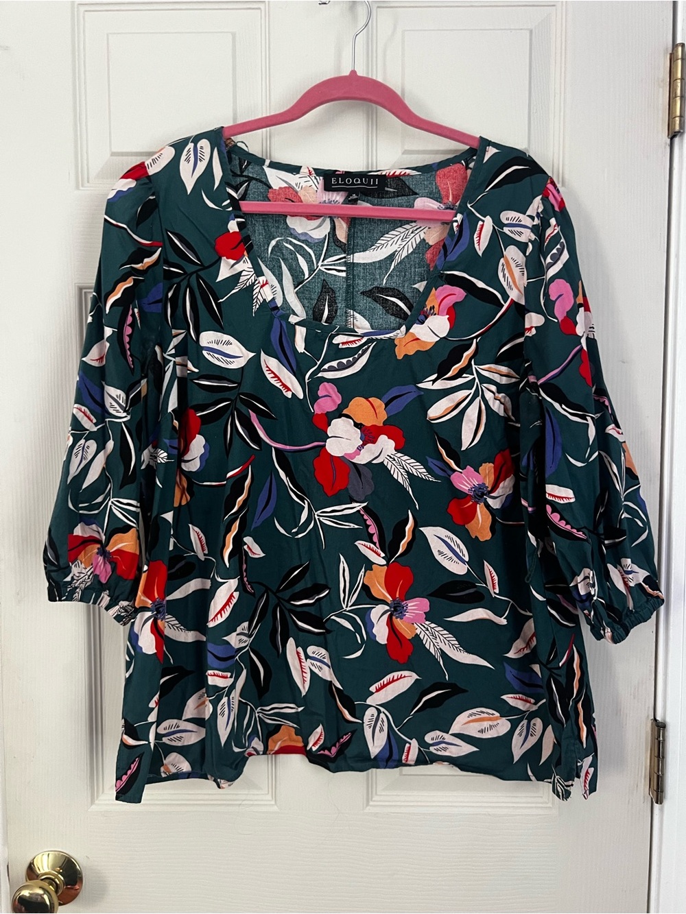 Eloquii Green Floral Blouse size 16